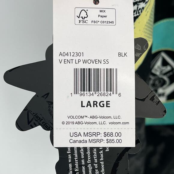 Volcom Entertainment Collection Button Down Shirt - bold DJ Record print - Picture 3 of 10